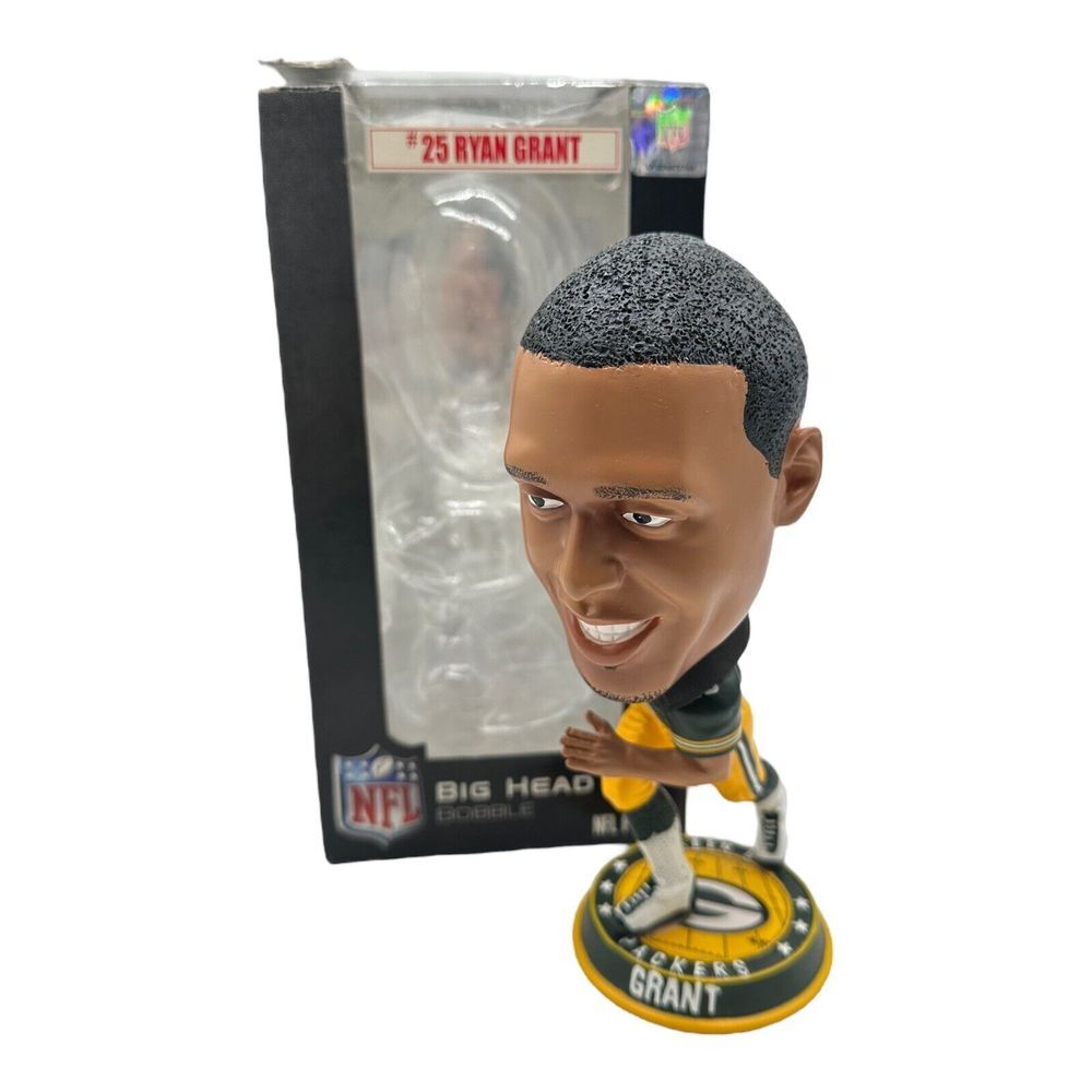 Green Bay Packers Ryan Grant #25 Big Head Bobble Bobblehead w/ Box NFL 8.5" Tall
